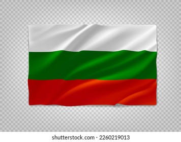 White, Green, Red, flag of Hungary. 3d vector object isolated on transparent