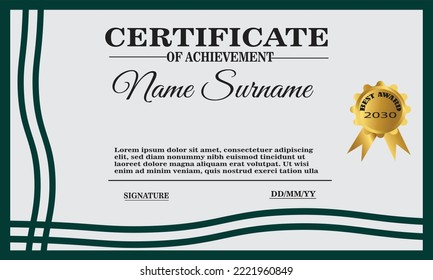 white and green simple  certificate template. elegant certificate design for achievement and appreciation