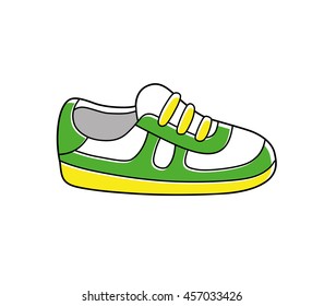 White green sneaker vector icon isolated.
