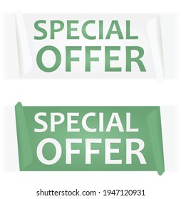 White and green special offer notice. vector