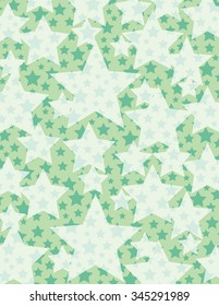 White and green star pattern with outline over green background