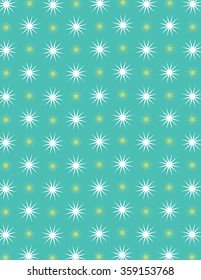 White and green star pattern with outline over green background