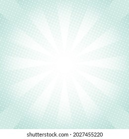 Fondo del patrón de arrebato de sol blanco y verde. Salto de sol con fondo de rayos. Ilustración vectorial. Fondo radial blanco y verde. Fondo de semitono.