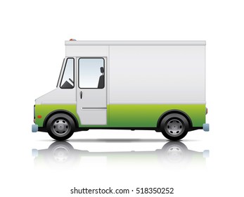 white and green van