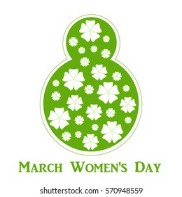 white green vector floral card on March 8, the International Women's Day