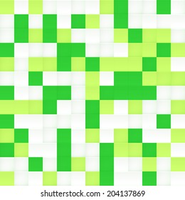 White and green vector squared mosaic seamless pattern tile