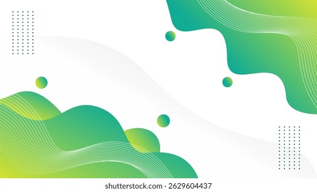 White and green wavy vector abstract background illustration with curved lines and gradient