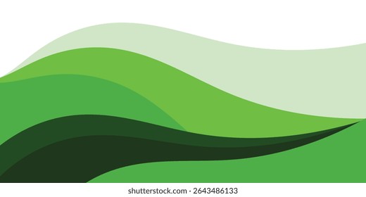Ilustração de plano de fundo abstrata de vetor ondulado branco e verde com linhas curvas e vetores de gradiente eps10