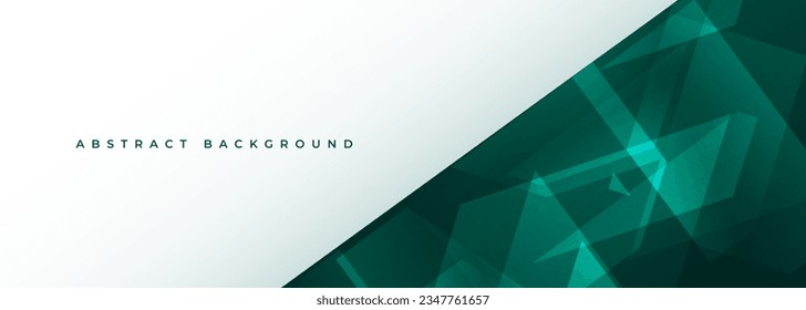 White and green wide abstract background with geometric shapes. Green and white modern abstract banner or email signature backdrop. Vector illustration