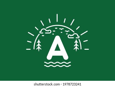 White green wild nature badge with A initial letter design