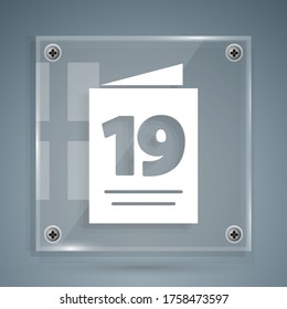 White Greeting card with Happy Easter icon isolated on grey background. Celebration poster template for invitation or greeting card. Square glass panels. Vector Illustration