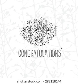 White greeting card template with Congratulations lettering