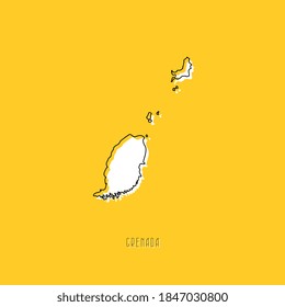Mapa de países de la GRENADA Blanca con un contorno negro sobre fondo amarillo. Concepto simple de plantilla de territorio geográfico. Ilustración vectorial fácil de editar y personalizar. EPS10