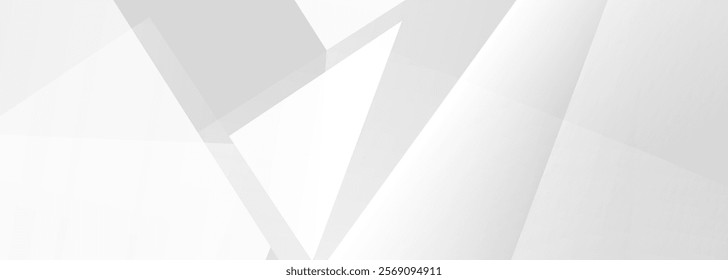 White and grey 3d modern abstract background with polygonal texture. Soft gray wide geometric abstract banner. Vector illustration