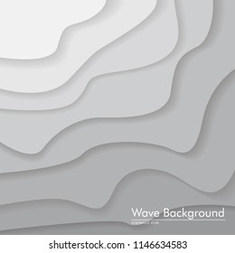 White to Grey 3D Wave Background. paper cut design. banner, flyer, poster or web site design. Paper cut style, vector illustration. 