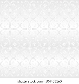 white and grey abstract background  with floral ornament. Seamless pattern.Vector Illustration