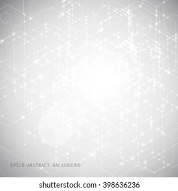 White & grey abstract background. Hexagon pattern. EPS10 vector illustration.