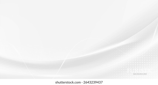 White and grey abstract background. Abstract background of smooth wavy lines, blurred pattern. Light pale vector background.