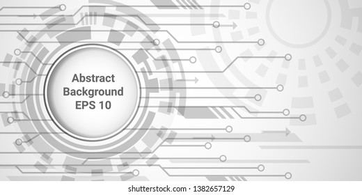 white grey abstract digital technology background. innovation concept with circle empty space for text. futuristic circuit design.
