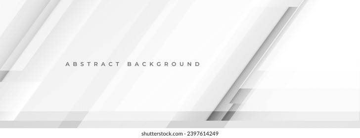 White and grey abstract modern technology banner design. Soft gray wide geometric hi tech abstract background. Vector illustration