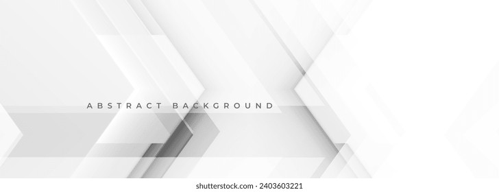 Diseño de banner de tecnología moderna en blanco y gris abstracto con flechas. Fondo abstracto de tecnología geométrica de ancho gris suave. Ilustración del vector