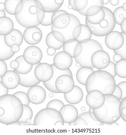 White and Grey abstract modern transparency circle background. Imposed balls seamless pattern. Bubble vector illustration