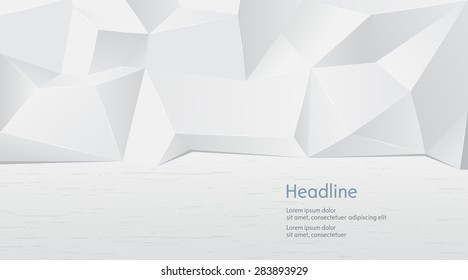 White and grey abstract polygonal wall. Vector illustration.