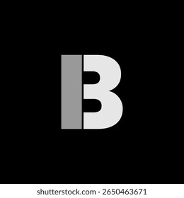 white and grey B letter logo on the black background