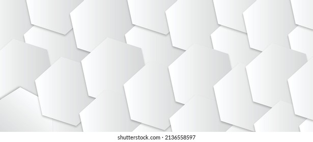 White grey background geometric. Wallpaper business banner. Modern style backdrop. Paper cut design.