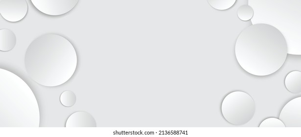 White grey background geometric. Wallpaper business banner. Modern style backdrop. Paper cut design.