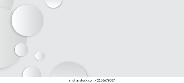 White grey background geometric. Wallpaper business banner. Modern style backdrop. Paper cut design.