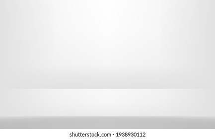 White Grey background. Minimal 3d shelf. Room in the 3d. For backdrop,wallpaper,background. Space for text. Vector illustration. - Shutterstock ID 1938930112