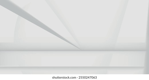 Fundo cinza branco. Prateleira 3D mínima. Quarto em 3d. Para fundo,papel de parede,fundo. Espaço para texto. Ilustração vetorial.