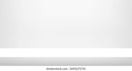 Fondo gris blanco. Mínimo estante 3d. Habitación en el 3d. Para el telón de fondo, Fondo de pantalla, fondo. Espacio para texto. Ilustración vectorial.