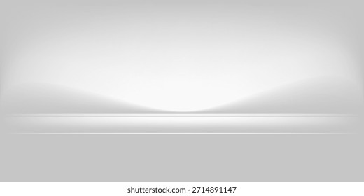 Fondo gris blanco. Mínimo estante 3d. Habitación en el 3d. Para el telón de fondo, Fondo de pantalla, fondo. Espacio para texto. Ilustración vectorial.