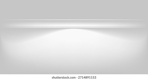 Fondo gris blanco. Mínimo estante 3d. Habitación en el 3d. Para el telón de fondo, Fondo de pantalla, fondo. Espacio para texto. Ilustración vectorial.