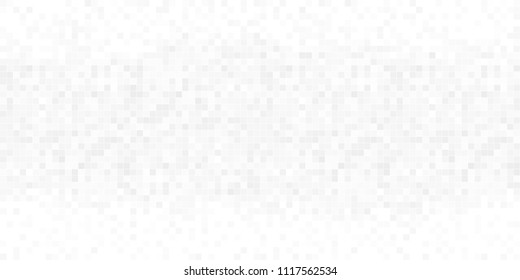 White Grey Background of Squares.  Banner for your design. Geometric style. Mosaic grid. Abstract squares background. Pixel mesh.