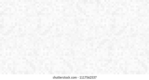 White Grey Background of Squares.  Banner for your design. Geometric style. Mosaic grid. Abstract squares background. Pixel mesh.