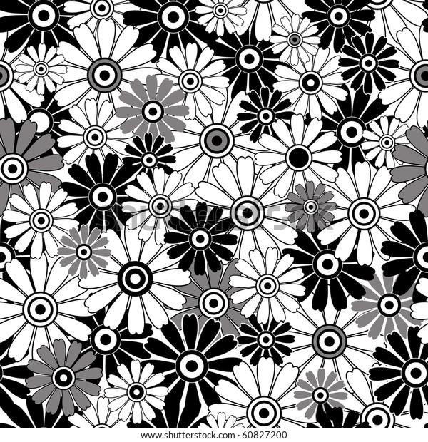 White Grey Black Repeating Floral Pattern Stock Vector ...