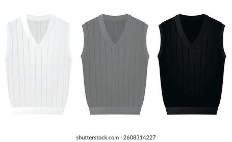 White , grey and black sleeveless sweater. vector illustration