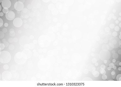 White and grey Bokeh lights gradient background template. 