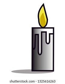 White Grey Candle Vector Illustration Isolated on White Background.