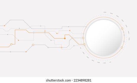 white grey circle technology background abstract. technology with line digital color grey, orange, dot, hi-tech, vector. circle technological for web banner, background, wallpaper, structure, object. 