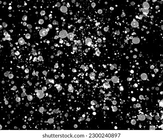 White and grey effect abstract art, stippling art with black background.
