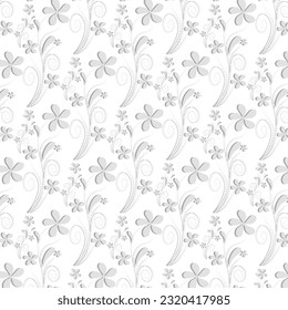Plantilla vectorial de diseño de fondo de patrón floral blanco y gris.
