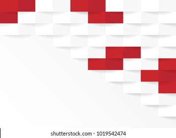 White and grey geometric abstract background with red jigsaw puzzle vector illustration.