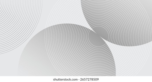 El fondo abstracto geométrico blanco y gris se superpone en el espacio brillante con la decoración del efecto de las líneas. Concepto moderno del estilo de los círculos del elemento de Diseño gráfico para el Anuncio, Vector moderno