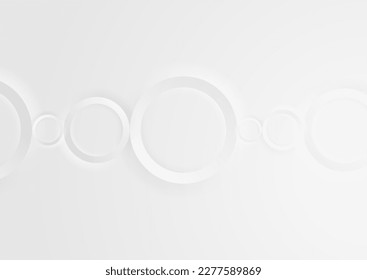 White grey geometric tech background with glossy circles. Vector design