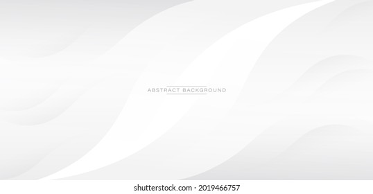 White and grey gradient abstract wave background design. Modern simple geometric element. Smooth white wave texture graphic creative. Vector illustration