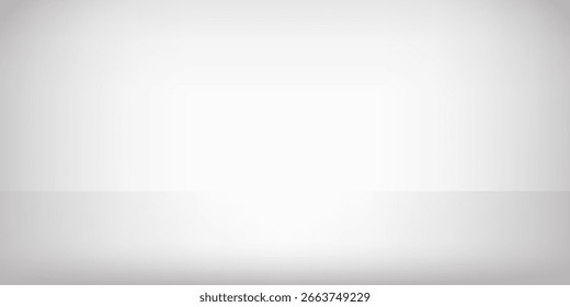 Fundo cinza branco da sala de estúdio gradiente, vetor etc
